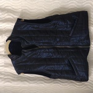 Claiborne Liz Chanel Reversible Zip Vest XL Shiny Velour Quilted Spring Pockets